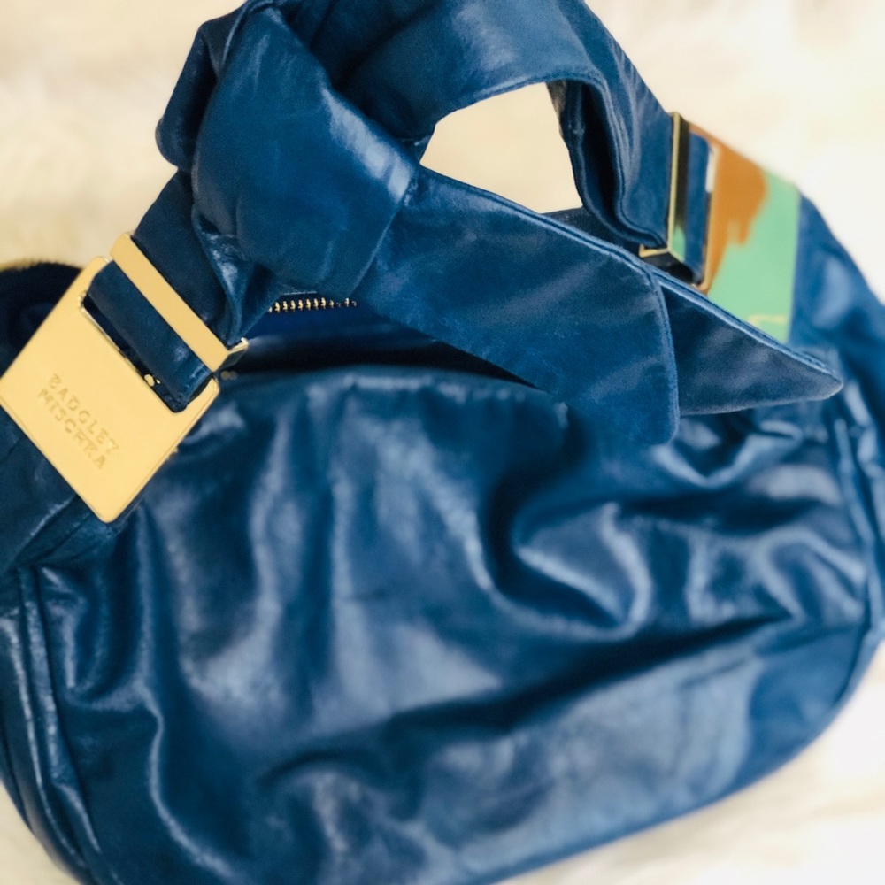 Nwot! Badgley Mischka Cobalt Navy Blue Bow Hobo
